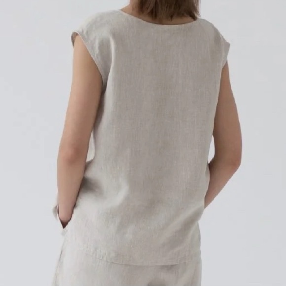 Linen Tales “Verbena” mélange linen pj set/cinch shorts & sleeveless top - NWT - Picture 6 of 16